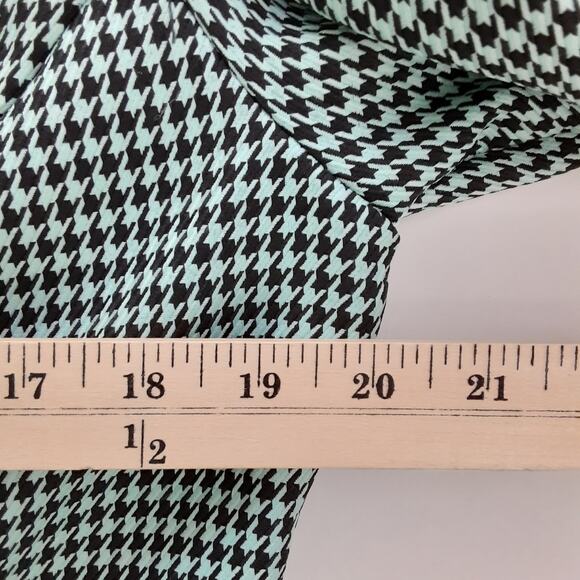 Vintage 80s Single Breasted Blazer Jacket Mint Black Houndstooth Womens 10 Retro - Picture 8 of 11